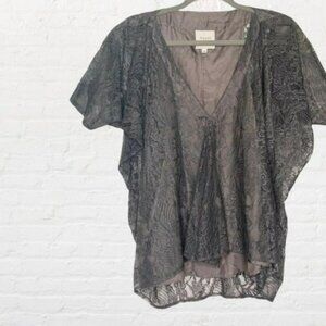 Mason by Michelle Mason Olive Green Lace Boxy Top